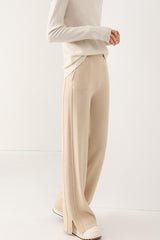 Wool Soft Straight Split Knit Pants