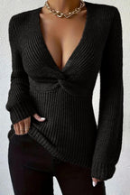 Ribbed Slim Fit Pullover Sweater Black / S