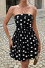 Vintage Polka Dot Strapless Mini Dress