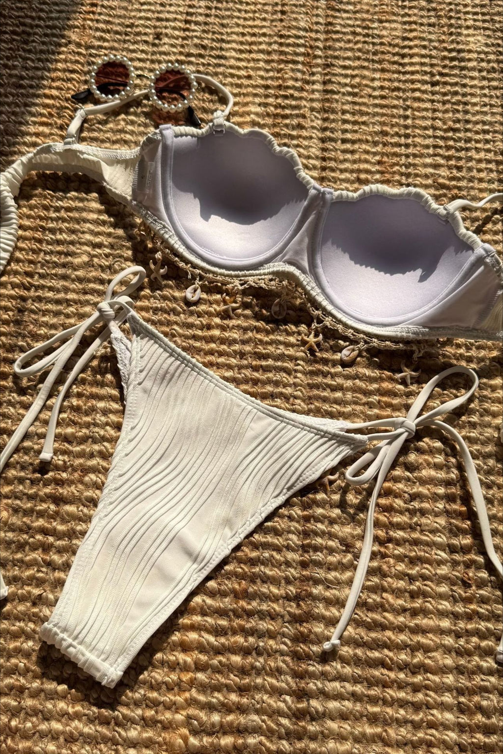Solid Shell Petal Structured Bikini Set