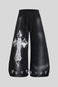 Washed Gothic Cross Wide Leg Sweatpants
