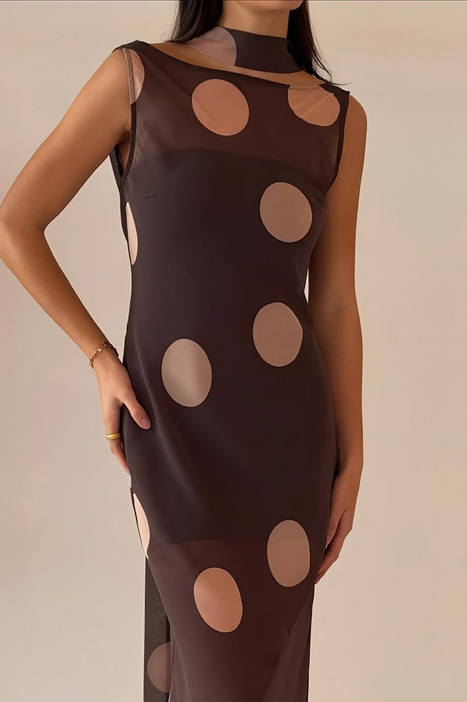 Vintage Polka Dot Sleeveless Bodycon Maxi Dress Secondary image