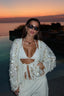 Tie Front Sequin Long Sleeve Blouse