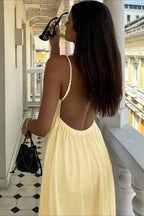 Deep V High Waist Relaxed Vacation Maxi Dress