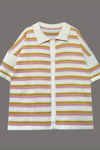 Striped Color Block Knit Shorts Set