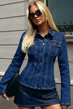 Fitted Long Sleeve Denim Jacket
