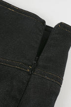 Buttoned Pleated Denim Mini Skirt
