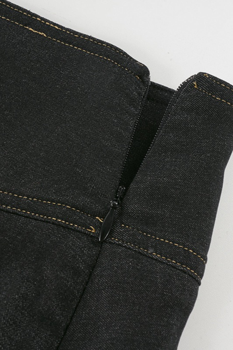 Buttoned Pleated Denim Mini Skirt