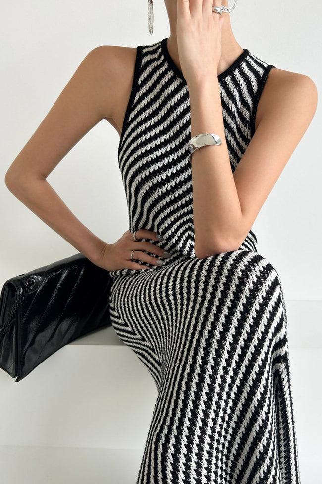 Sleeveless Striped Knit Sweater Dress Main image