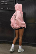 Retro Angel Dove Back Print Zip Hoodie