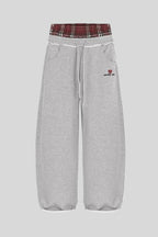 Stripe Embroidered Double Waist Sweatpants