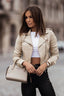 Short Suede Moto Zip Coat Beige / S coats