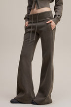 Fleece Lined Bodycon Flared Knit Pants