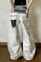 Digital Graphic Low Rise Straight Leg Jeans