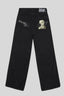 Skeleton Embroidered Wide Leg Black Jeans