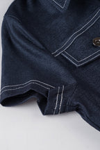 Denim Contrast Stitch Pocket Blouse