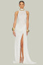 High Neck Ruched Side Slit Formal Dress