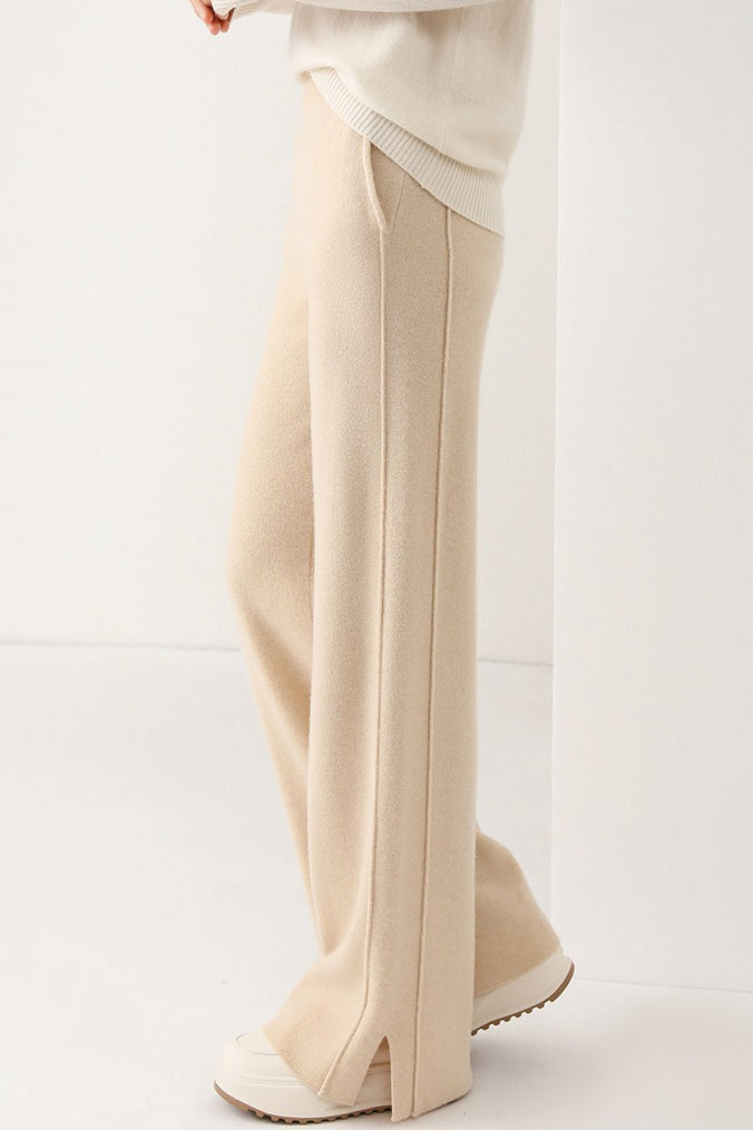 Wool Soft Straight Split Knit Pants Secondary image