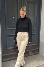 Striped Turtleneck Bell Sleeve Sweater