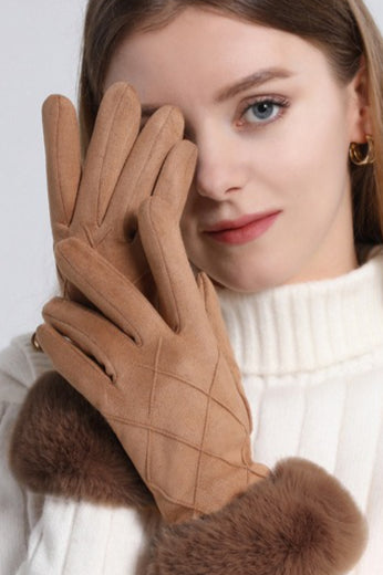 Fleece Lined Checkered Touchscreen Gloves Secondary image