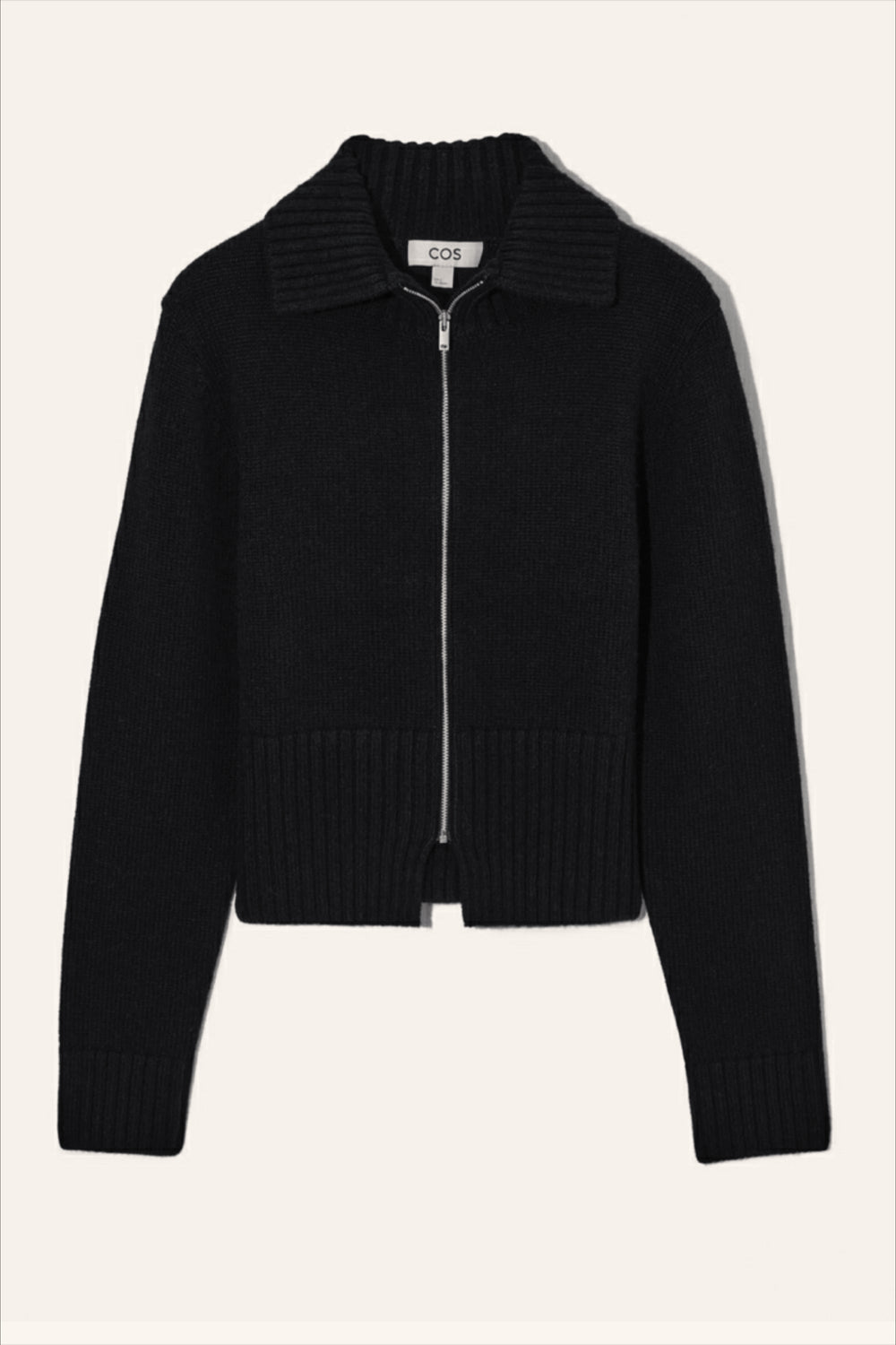 Casual Wool Blend Short Cardigan Black / XS