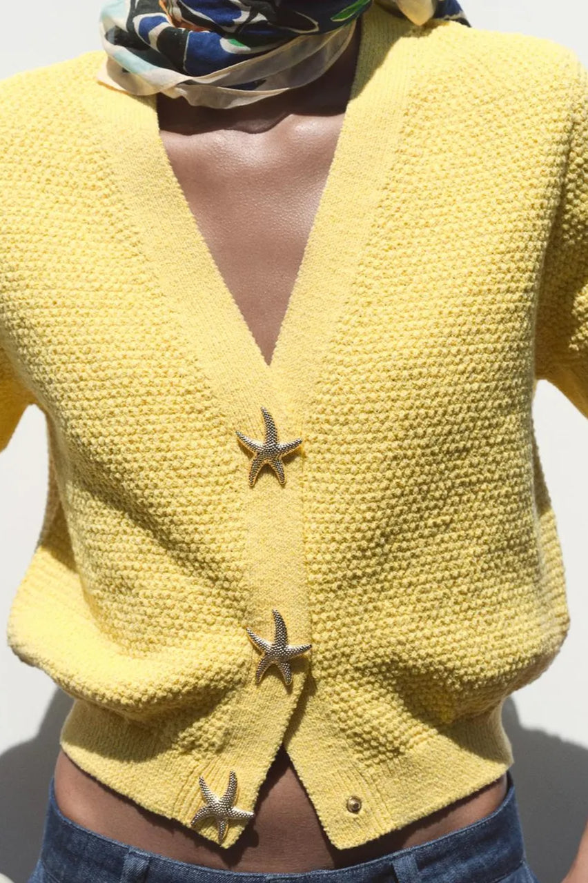 Short Sleeve Starfish Button Knit Cardigan Secondary image