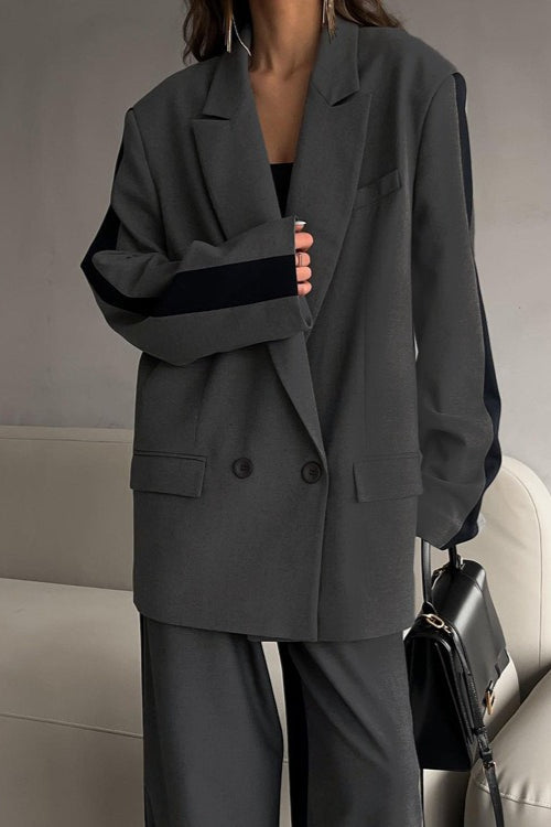 Notch Lapel Relaxed Blazer Wide Leg Pants Set Secondary image