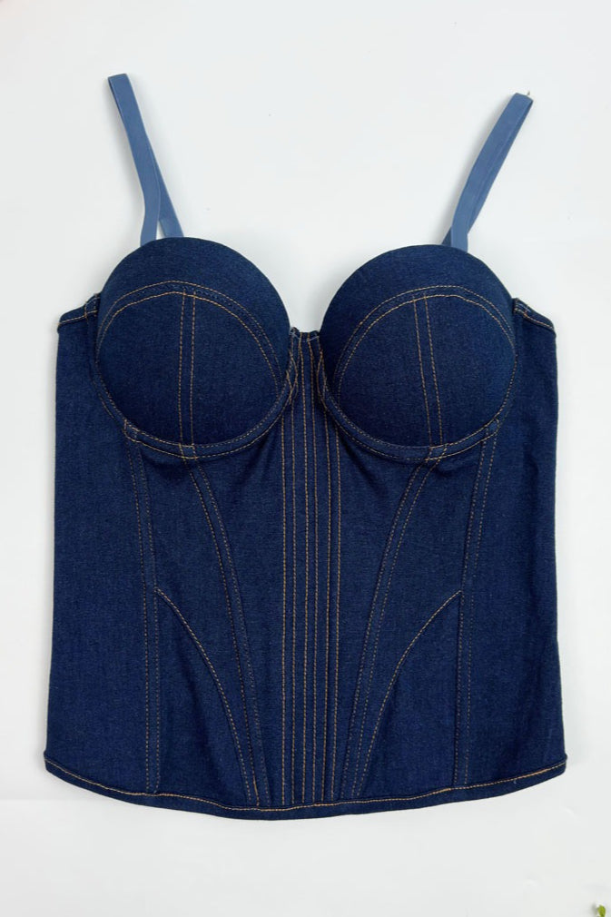 Underwire Denim Corset Cami Top