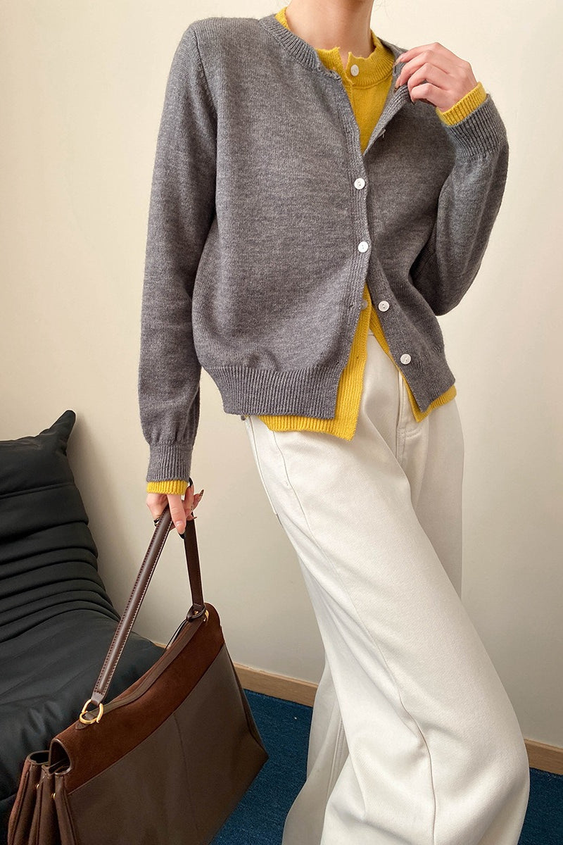 Contrast Panel Layering Cardigan