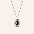Long Black Agate Bead Statement Necklace