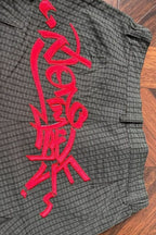 Red Embroidered Wide Leg Cargo Pants