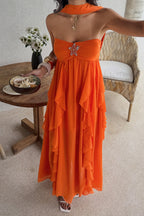 Strapless Tiered Ruffle Vacation Dress