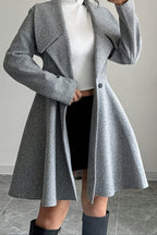 Button Waist Mid Length Sleeve Overcoat