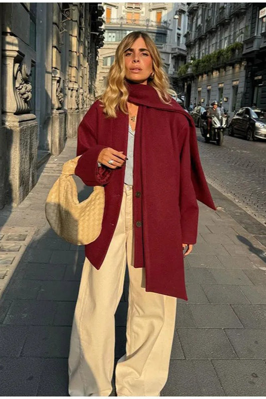 Scarf Collar Single Breasted Wool Coat Secondary image