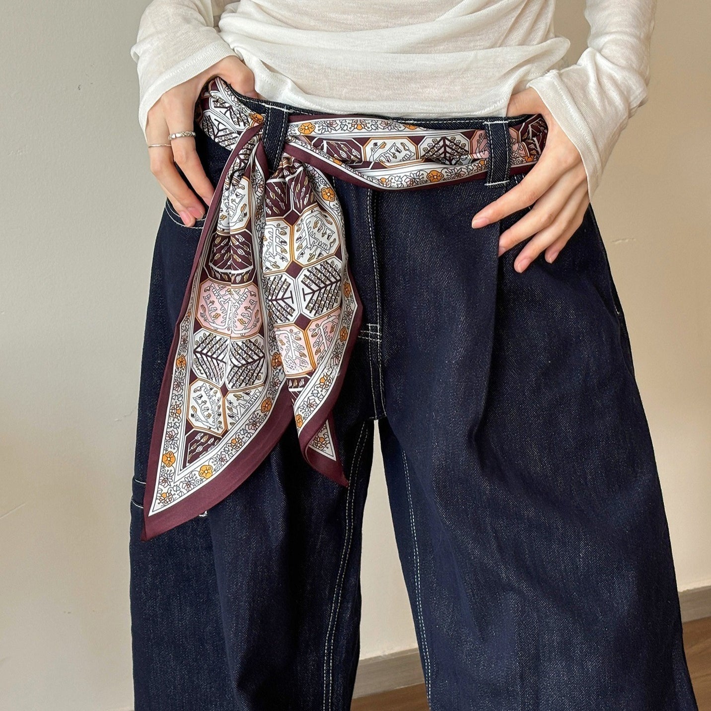 Paisley Long Ribbon Retro Neck Waist Scarf Secondary image