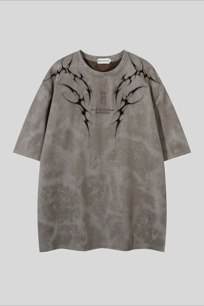 Thorn Embroidered Washed Oversized Short Sleeve T-Shirt Main image
