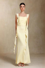 Elegant U Neck Sash Maxi Mermaid Prom Dress
