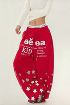 Star Typography Balloon Leg Sweatpants