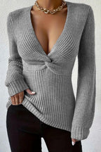 Ribbed Slim Fit Pullover Sweater Grey / S