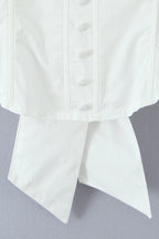 Corset Back Bow Puff Sleeve Blouse