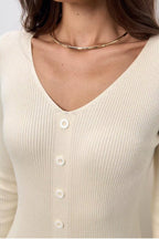 V-Neck Bodycon Knit Sweater Dress