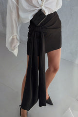 Elegant Satin Loose Mini Work Skirt