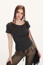 Asymmetrical Bodycon Cropped Short Sleeve Tee