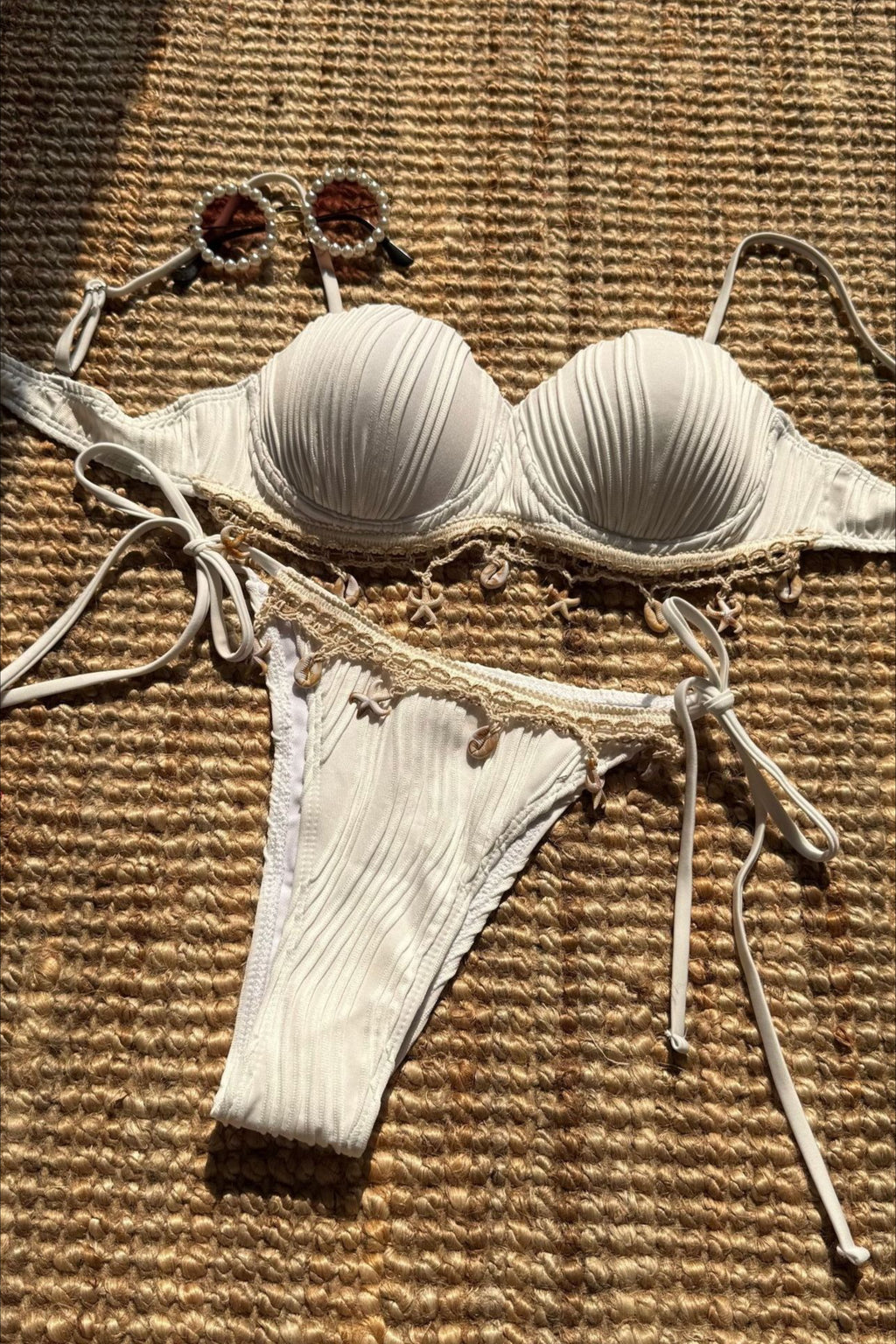 Solid Shell Petal Structured Bikini Set