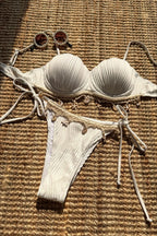 Solid Shell Petal Structured Bikini Set