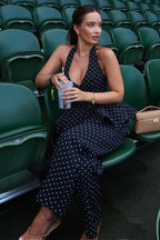 Sexy Polka Dot Halter Wide Leg Pants Set