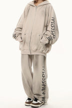 Distressed Washed Appliqué Letter Hoodie