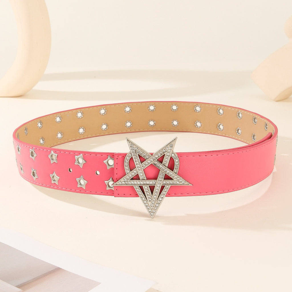 Punk Star Rhinestone Studded Hollow Belt