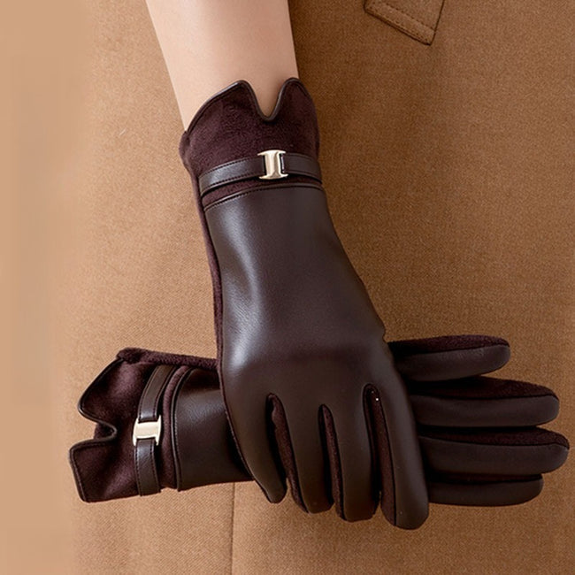 Touchscreen Suede Lined Leather Gloves Main image