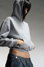 Embroidered Cropped Pullover Hoodie